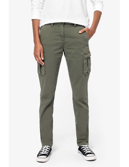 Pantalon cargo écoresponsable délavé femme