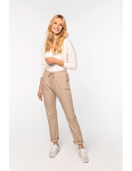 Pantalon écoresponsable délavé en lyocell femme