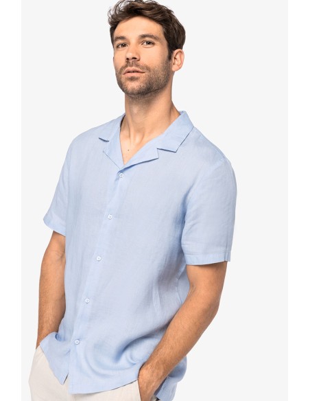 Chemise à col bowling en lin homme