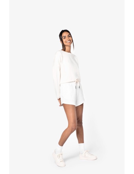 Sweat-shirt écoresponsable à col rond oversize crop femme