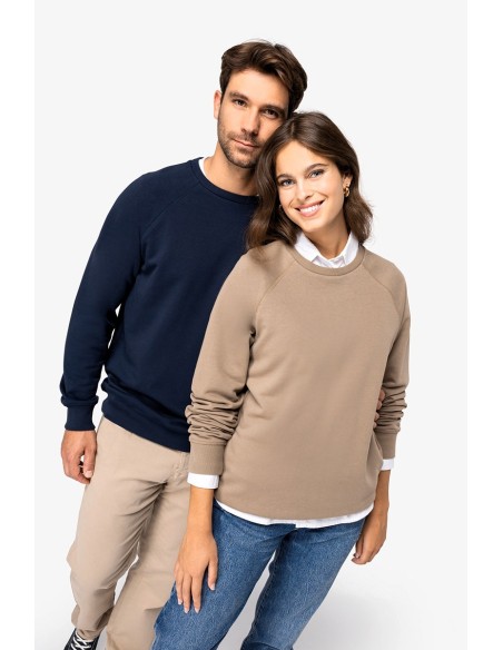 Sweat-shirt écoresponsable à col rond raglan French Terry unisexe