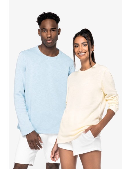 Sweat-shirt écoresponsable à col rond délavé French Terry unisexe