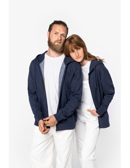 Sweat-shirt écoresponsable zippé à capuche recyclé unisexe 