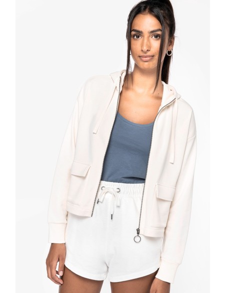 Sweat-shirt écoresponsable zippée à capuche French Terry femme