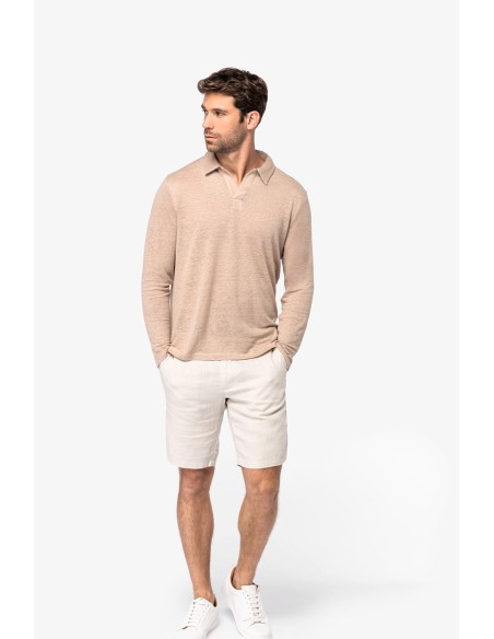 Polo manches longues en lin homme