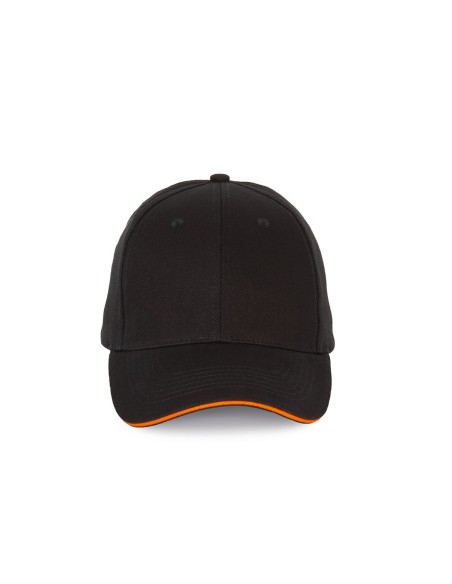Casquette sandwich contrasté - 6 panneaux Colors:Black / Orange Size fr:One Size