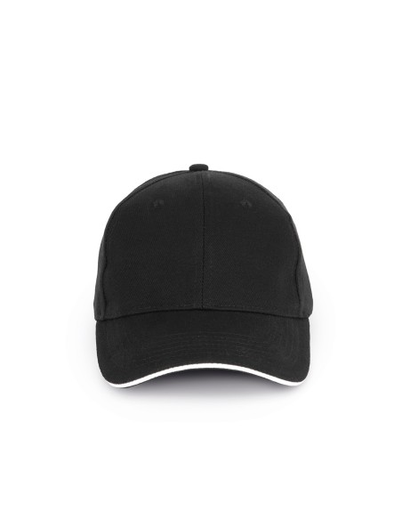 Casquette en coton biologique à sandwich contrasté - 6 panneaux Colors:Black / White Size fr:One Size