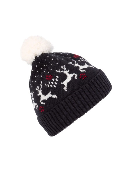 Bonnet de Noël motifs rennes Colors:Night Navy / Natural Size fr:One Size