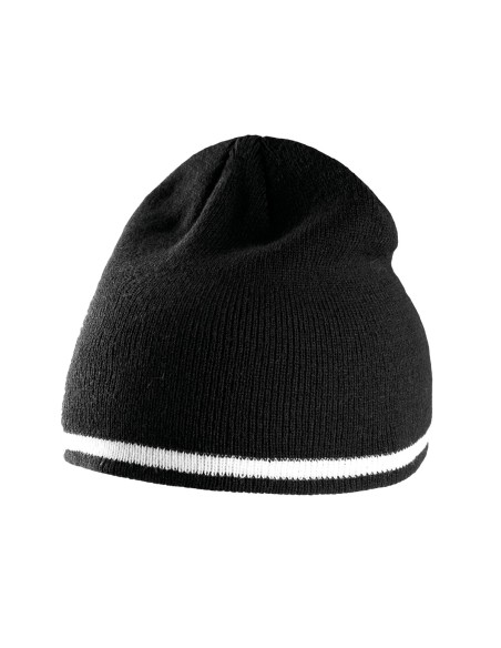 Bonnet bande bicolore contrastée Colors:Black / White Size fr:One Size