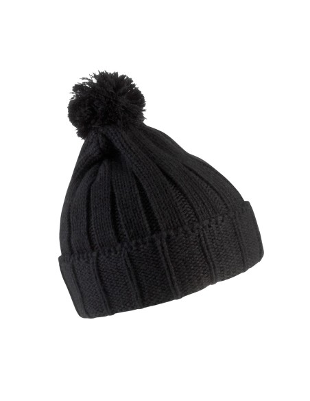 Bonnet à pompon avec revers Colors:Black Size fr:One Size