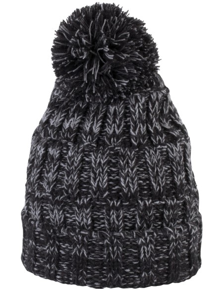 Bonnet à pompon avec revers Colors:Black Twist Size fr:One Size