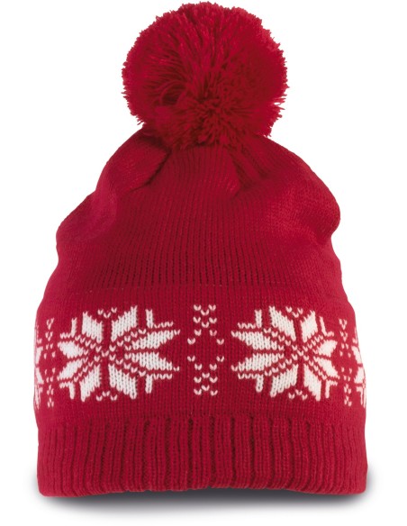 Bonnet de Noël tricoté motif étoiles Colors:Cherry Red Size fr:One Size