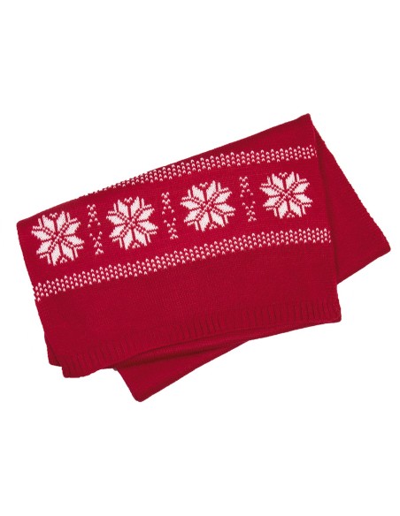 Echarpe de Noël tricotée motif étoiles Colors:Cherry Red Size fr:One Size