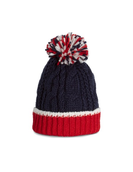 Bonnet en maille tricot Colors:Red / White / Navy Size fr:One Size