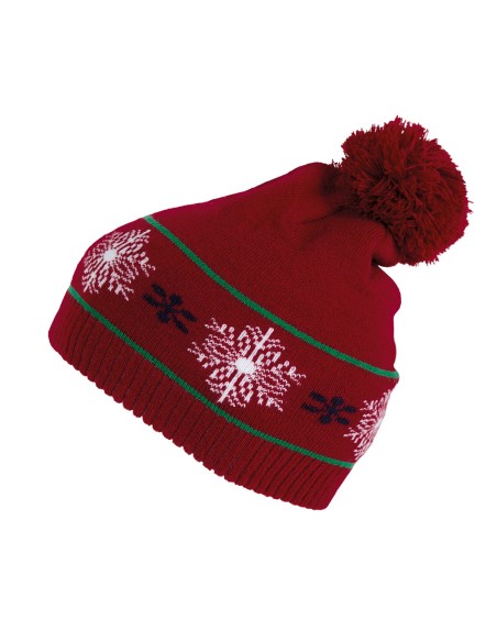 Bonnet motifs de Noël Colors:Cherry Red Size fr:One Size