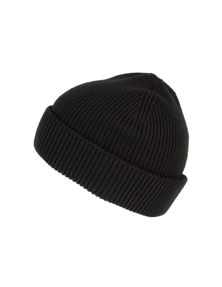 Bonnet côtelé à double revers Colors:Black Size fr:One Size