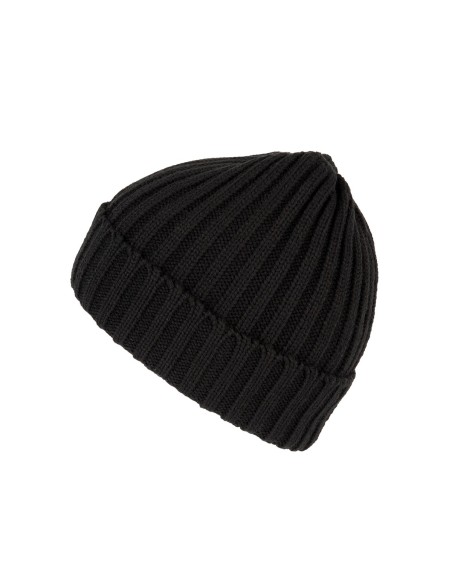 Bonnet à double côte et revers Colors:Black Size fr:One Size